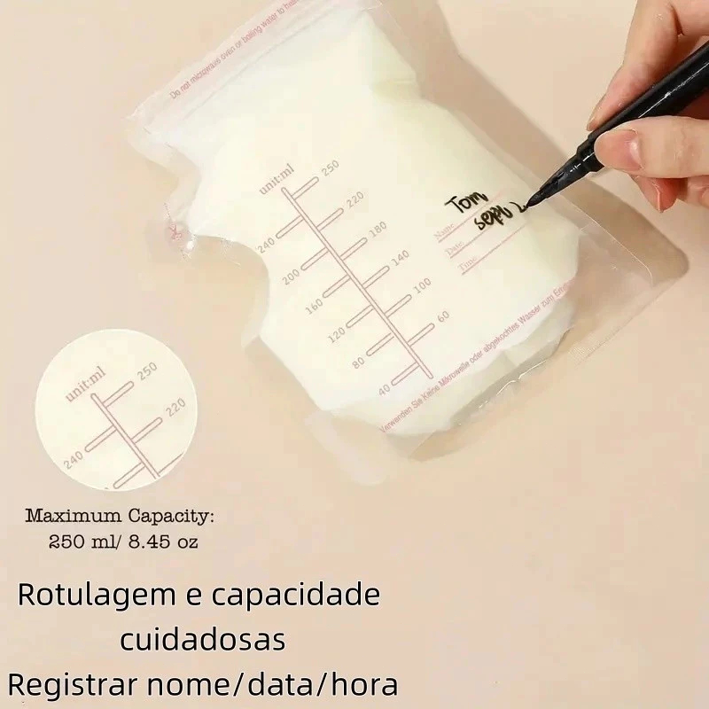 Kit 30/60 Sacos Para Armazenar Congelar Leite Materno 250 mL Freezer Promoção