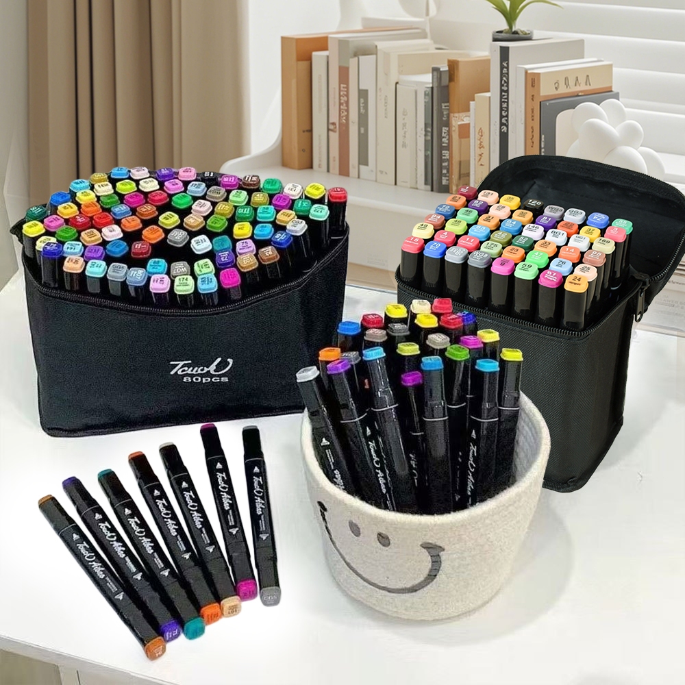 24/36/48/60/80 peças Caneta Marcadora De Ponta Dupla Conjunto De Canetas De Aquarela Especial em Oferta na Shopee