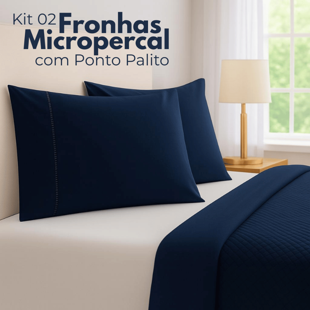 Kit 02 Fronha 400 Fios Micropercal 70x50cm com Ponto Palito Toque Acetinado Preço Baixo Oferta Cores em Oferta na Shopee