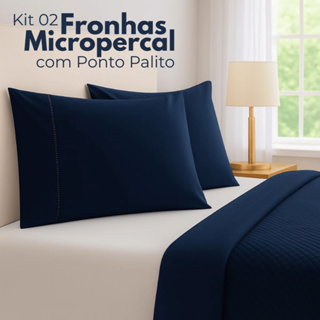 Kit 02 Fronha 400 Fios Micropercal 70x50cm com Ponto Palito Toque Acetinado Preço Baixo Oferta Cores em Oferta na Shopee