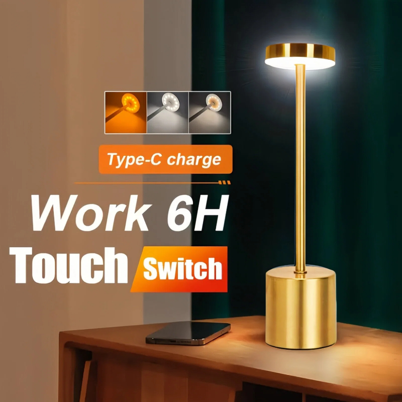 Luminária de Mesa Cabeceira 3 Tons de Led Recarregável Touch 3 em 1 Proteção ocular Quarto Escrivaninha Luxuosa Dourado em Oferta na Shopee