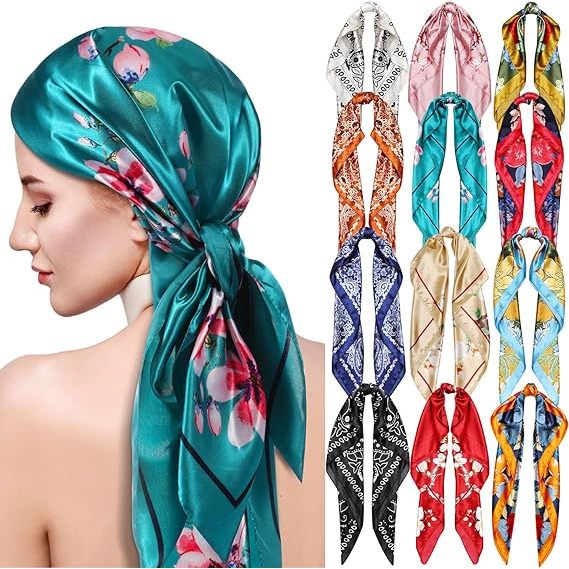 Lenços Cetim Cabeça Pescoço de Seda Super Moda Elegante Primavera Grande 90cmx90cm| Várias Formas de Usar em Oferta na Shopee
