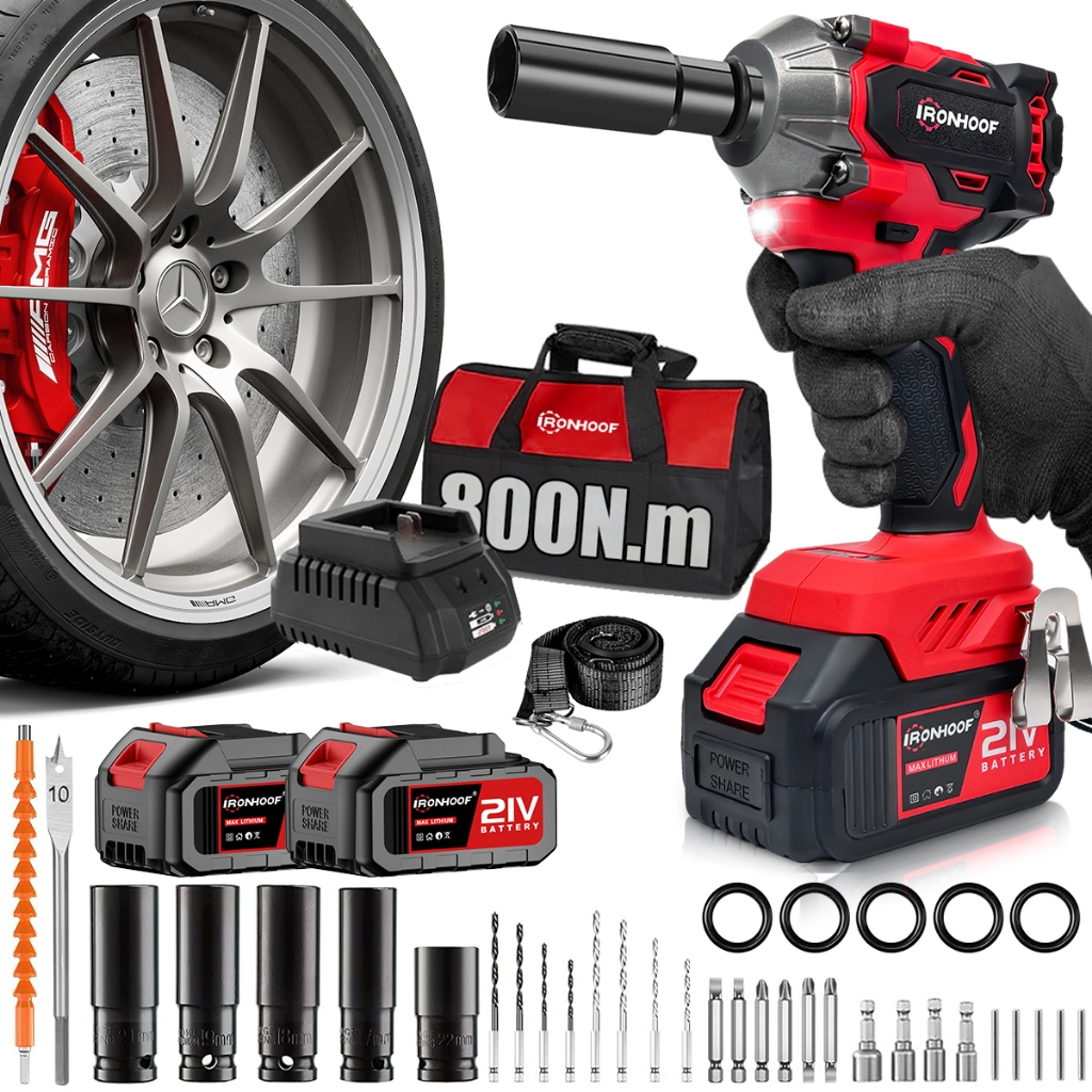 Chave de Impacto Potente 800/520Nm Parafusadeira Brushless Profissional 2 Bateria em Oferta na Shopee