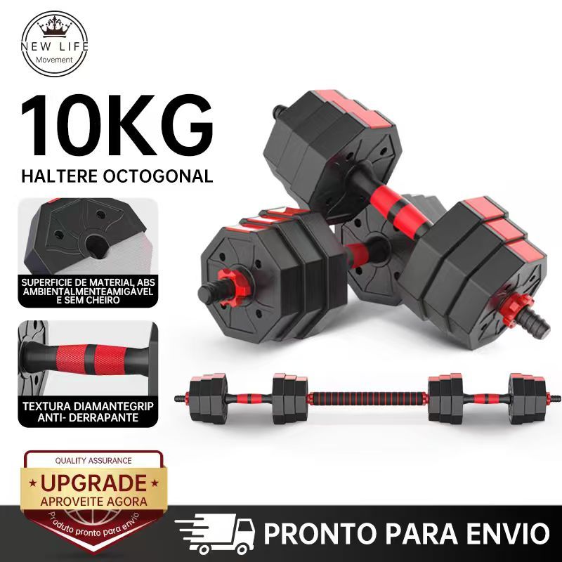 Halteres de musculação 10kg Kit Halteres Barras Kettlebell Peso Musculação 6 em 1 halteres