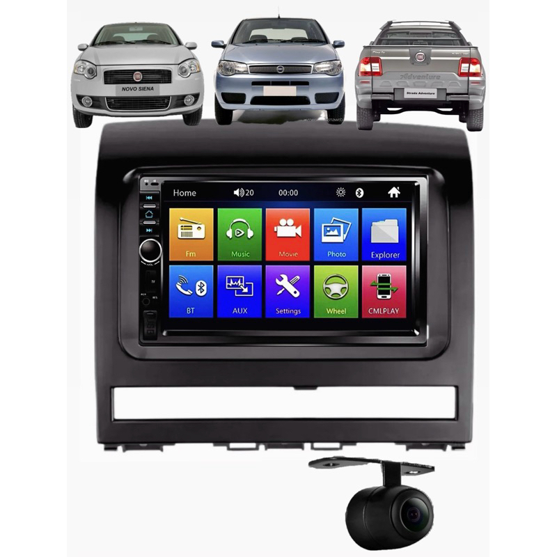 Kit Multimídia MP5 Fiat Palio Siena Strada 2003 A 2012 + Moldura + Camera de ré em Oferta na Shopee