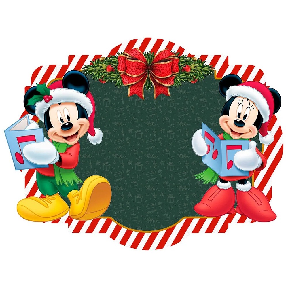 Kit Mesa Posta Decoração Natalina 8 Jogos Americanos Tecido Impermeável Mickey e Minnie Natal Oferta