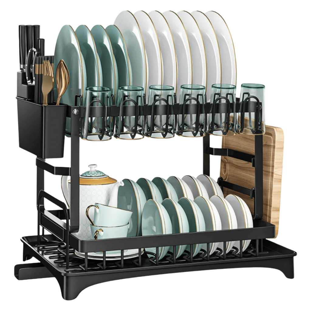 Escorredor De Louça Inox Com Porta Pratos Talheres Copos em Oferta na Shopee