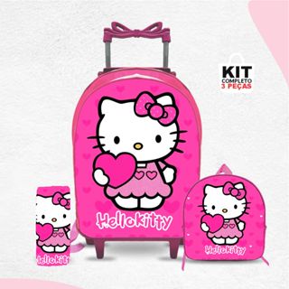 Kit mochila escolar Hello kitty com lancheira e Estojo -Carrinho com Rodinhas - Menina - Feminino em Oferta na Shopee