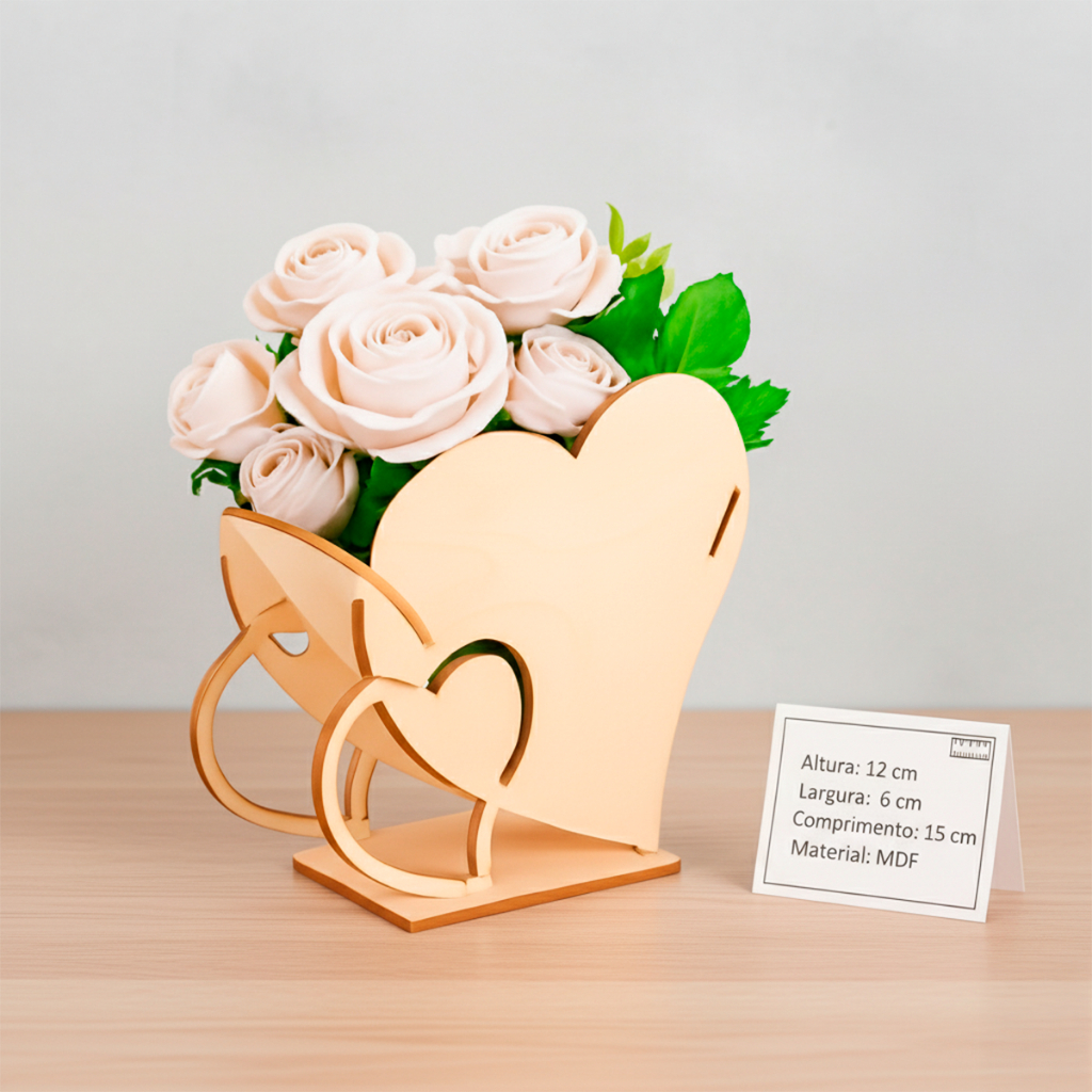 Cachepô Coração MDF Cru Decorativo Corte a Laser Centro de Mesa Desmontado em Oferta na Shopee