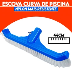 Escova Curva 44cm Com Escovão Em Nylon Para Limpeza de Piscinas