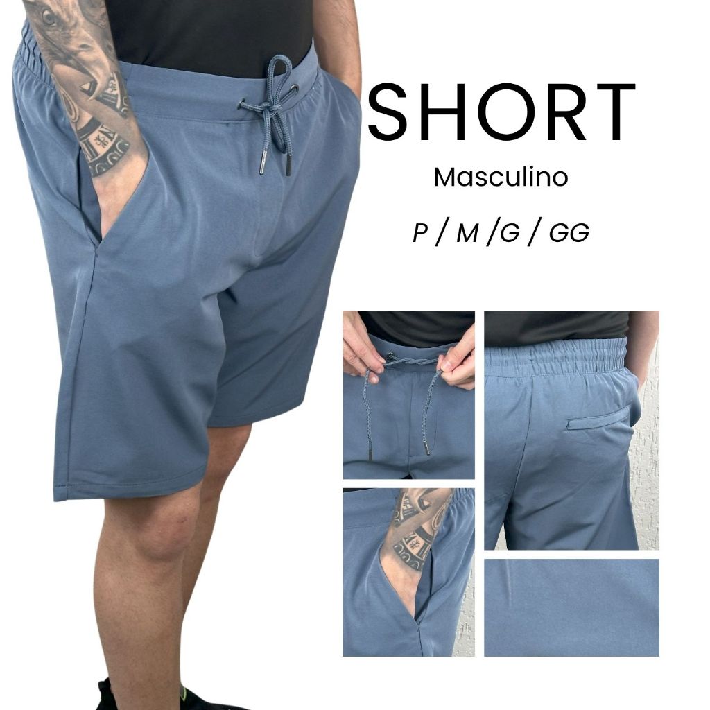 Short Masculino Tactel Casual Treino Fitness Verão Short Alfaiataria Masculino Mauricinho Premium