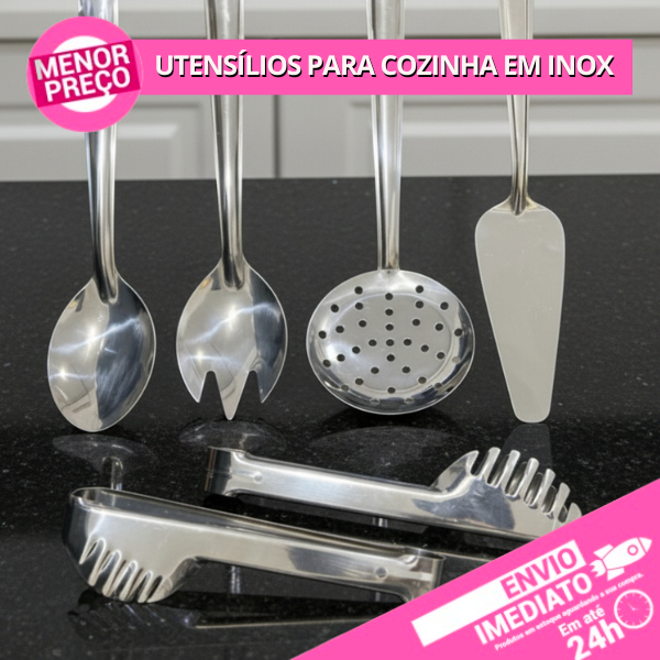 Utensílios de Cozinha Inox Colher P/ Arroz Salada Escumadeira Pá de Bolo Pegador de Massa Universal
