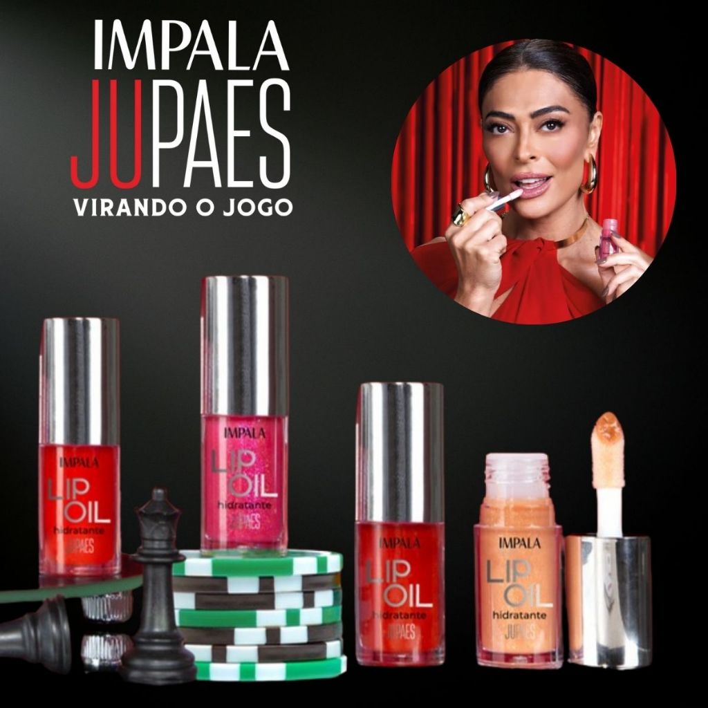 Kit 4 Lip Oil Impala Ju Paes Lançamento Nova Coleção Virando o Jogo Brilho Labial Tendência