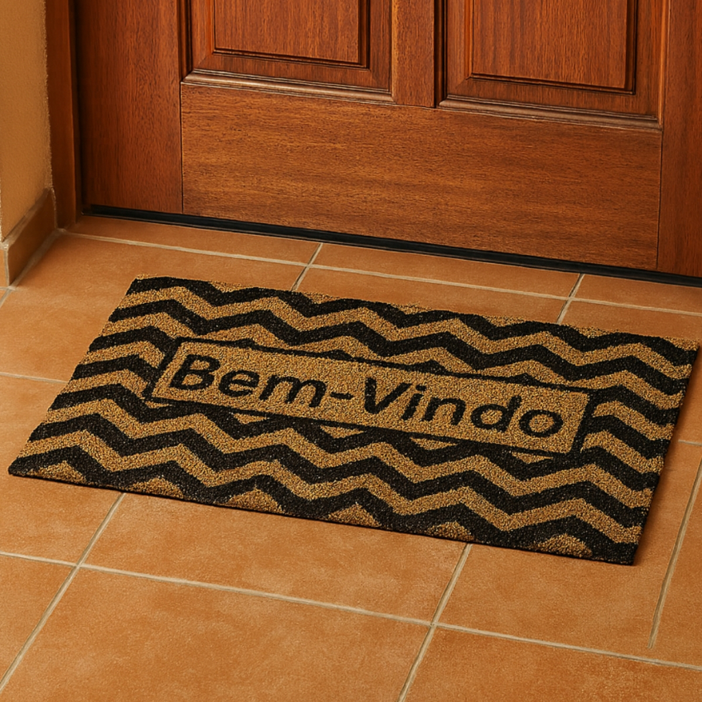 Capacho Tapete de Porta Bem Vindo Fibra de Coco Varias Cores Tamanho 30cm x 60cm