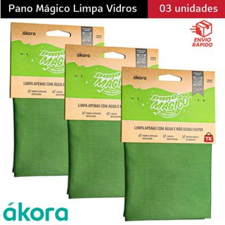 Kit 3 Panos Mágico Limpa Vidros e Espelhos Ákora 40x40cm em Oferta na Shopee