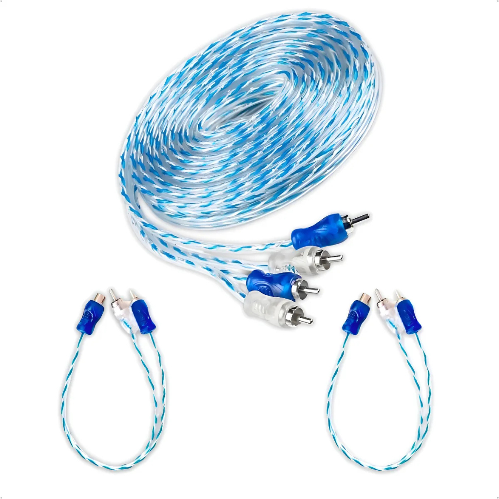 Kit Rca 5mt + 2y 30cm Dupla Blindagem Automotivo Amplificador permak