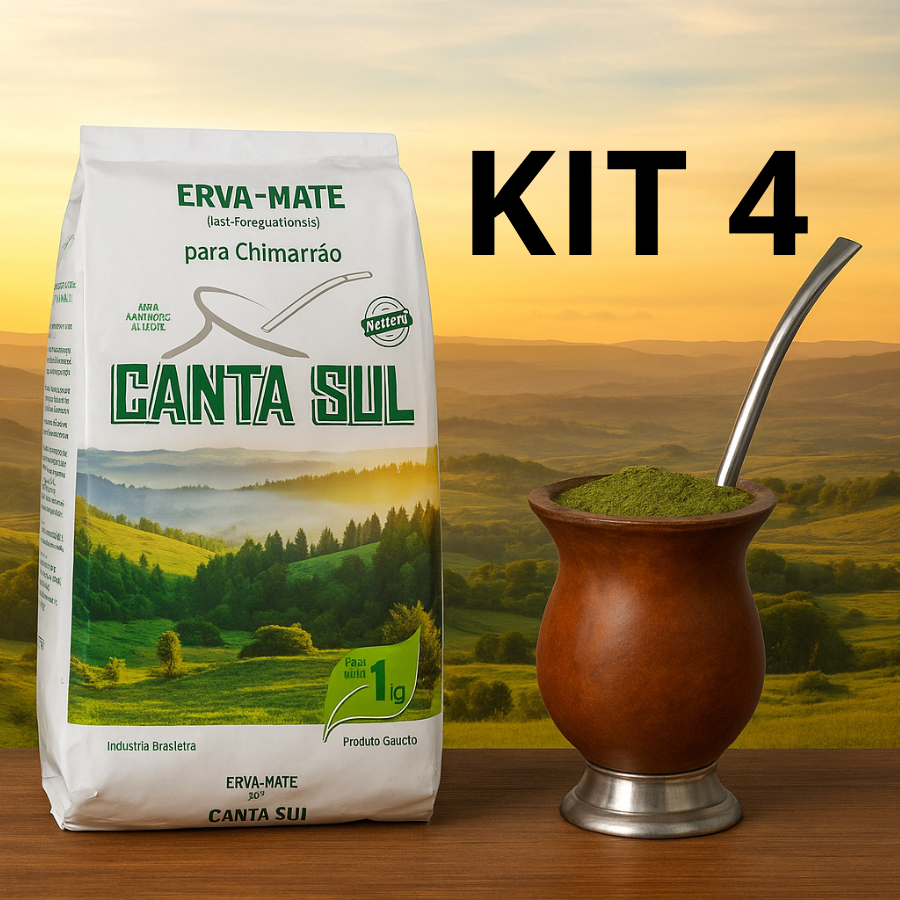 Kit 4 Pacotes de Erva Mate 1kg Canta Sul