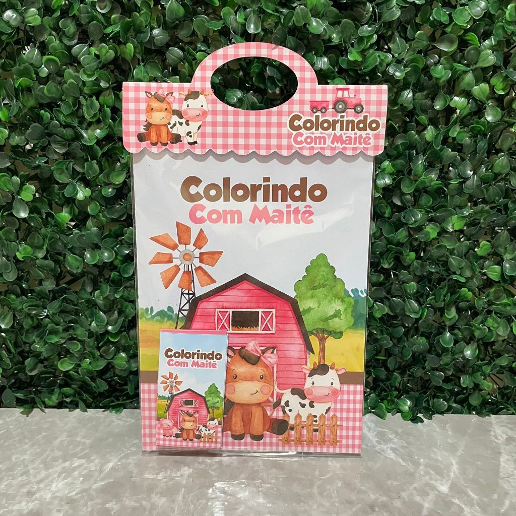 Kit Livrinho de Colorir Personalizado - Fazendinha Menina - Lembrancinha Infantil Festa Aniversário