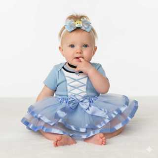 Body Bebe Cinderela Princesa + Laço + Saia Tutu - Mesversário Temático em Oferta na Shopee