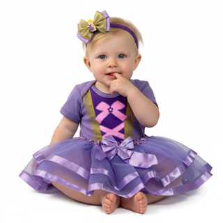 Body Bebe Menina Rapunzel + Laço + Saia de Tule - Temático Mesversário em Oferta na Shopee