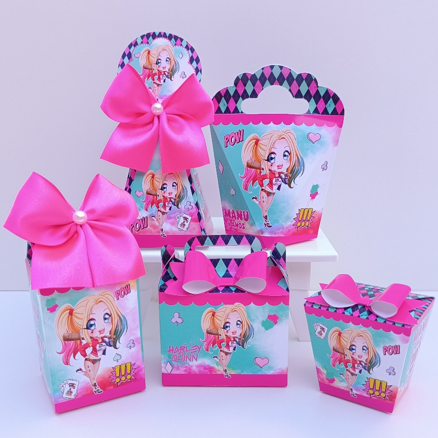 Kit Festa Arlequina l Personalizados l Lembrancinha para Festa l kit Caixas