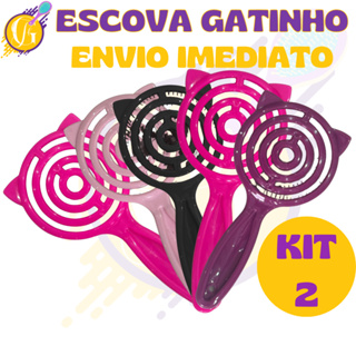 Kit 2 - Escovas Gatinho pra cabelo - Anti Frizz - De Desembaraçar Cabelo - Glamour Feminino em Oferta na Shopee