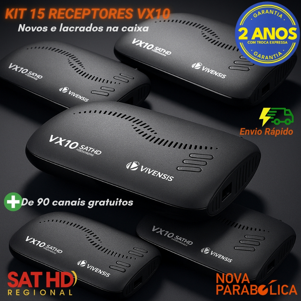 Kit 15 Receptor Vivensis VX10 SATHD Nova Parabólica - Novo e Lacrado