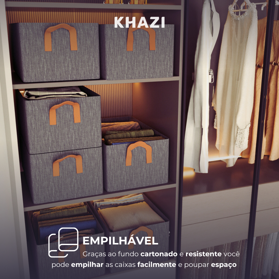 Kit 4 Caixa Organizadora Dobrável Multiuso Roupas Reforçado Caixa para Armazenar Guarda Roupa Rígida