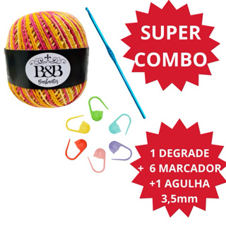 KIT BARBANTE DEGRADE MESCLADO MARCADOR AGULHA TRICO CROCHE B&B ARTESANATO CIRCULO BARROCO 200G em Oferta na Shopee