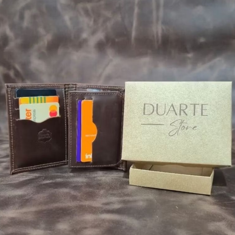 Carteira Em Couro legítimo Porta Documentos Cabe CNH RG Cartões Unissex Versátil. bolso