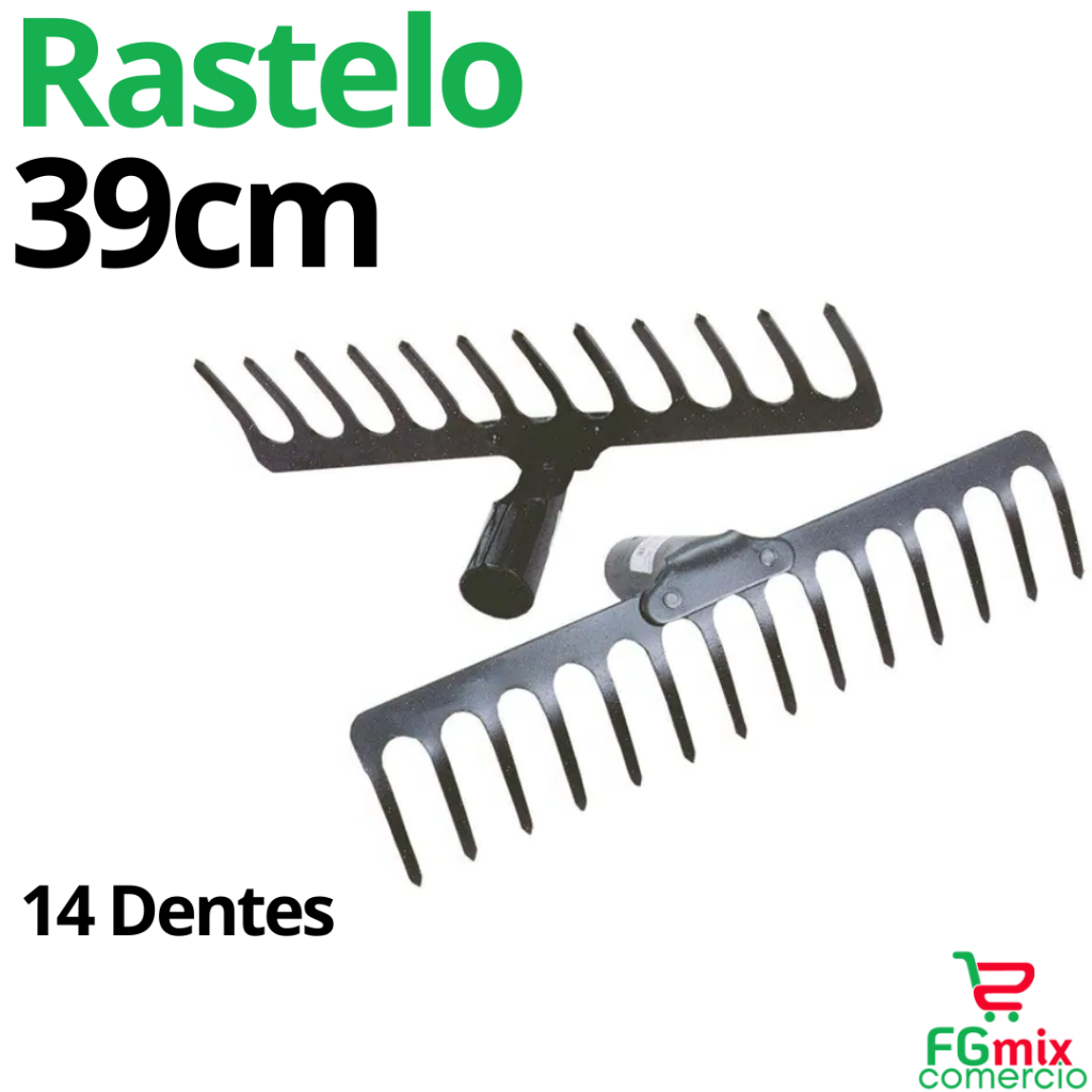 Rastelo de Ferro para Jardinagem Ancinho 39cm 14 Dentes de Metal Jardim Dentes Metal Sem Cabo