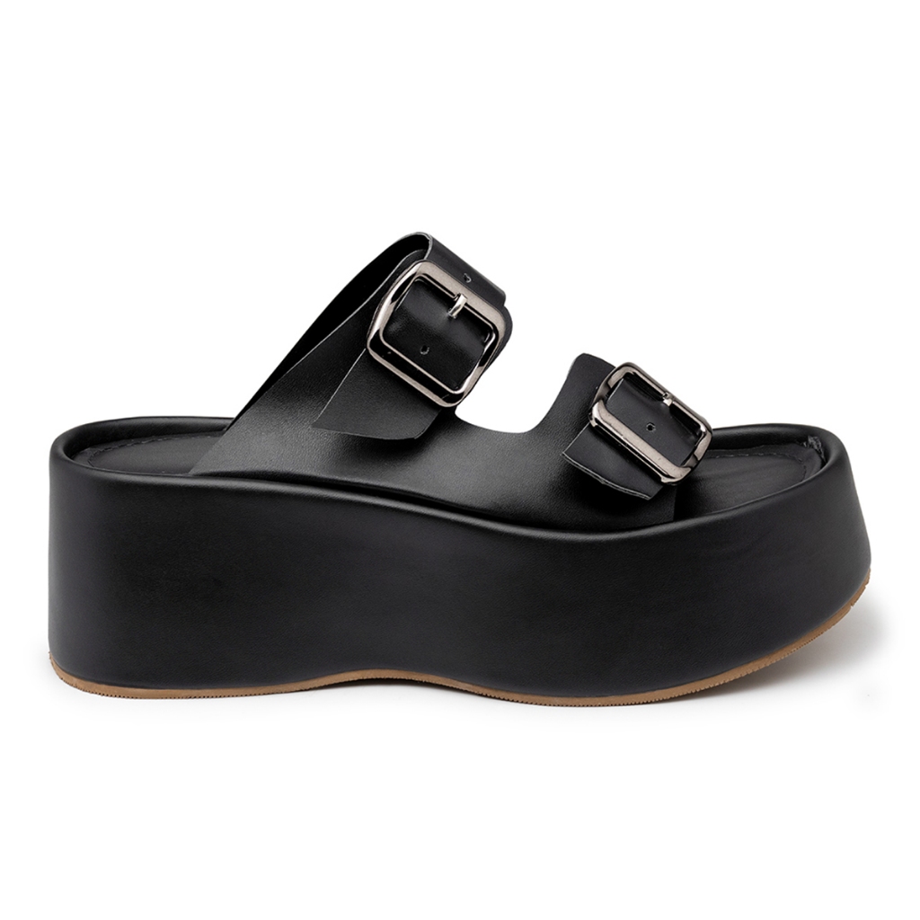 Sandalia Plana Tamanco Feminino Plano Solado Flet 7cm Antiderrapante verão Mule Plataforma Anabela Meia pata Blogueira
