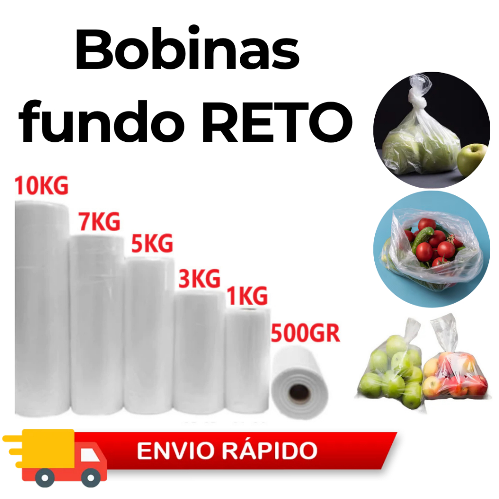 Imagem Bobina Plástica Picotada 500 Sacos Fundo Reto para Alimentos | Freezer e Micro-ondas