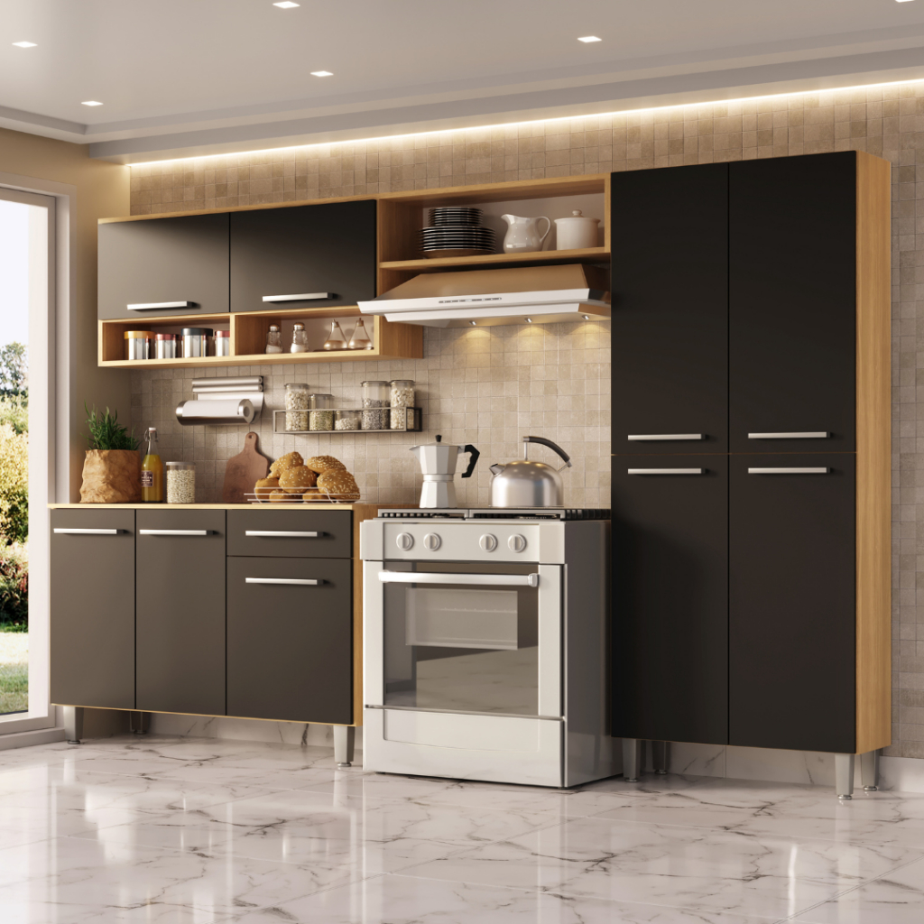 Armário Cozinha Estrela 9 Portas 1 Gaveta Com Balcão em Oferta na Shopee