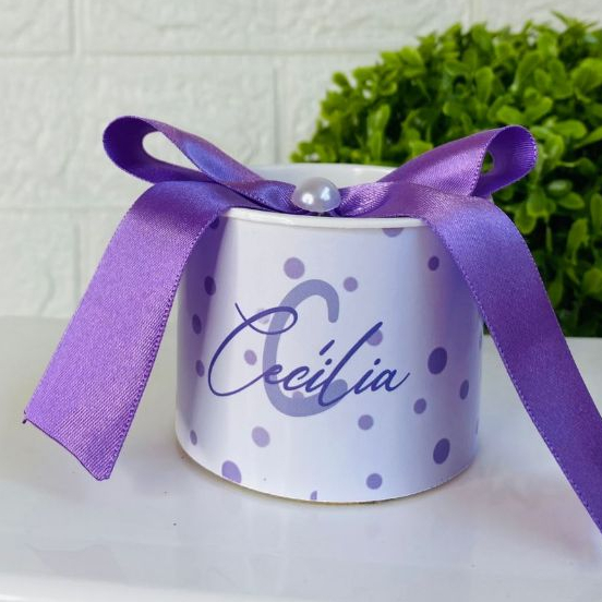 KIT Tubolata Personalizada 5x6 cm Bolinha nome Lilás Maternidade Lembrancinha Brinde festa infantil aniversário