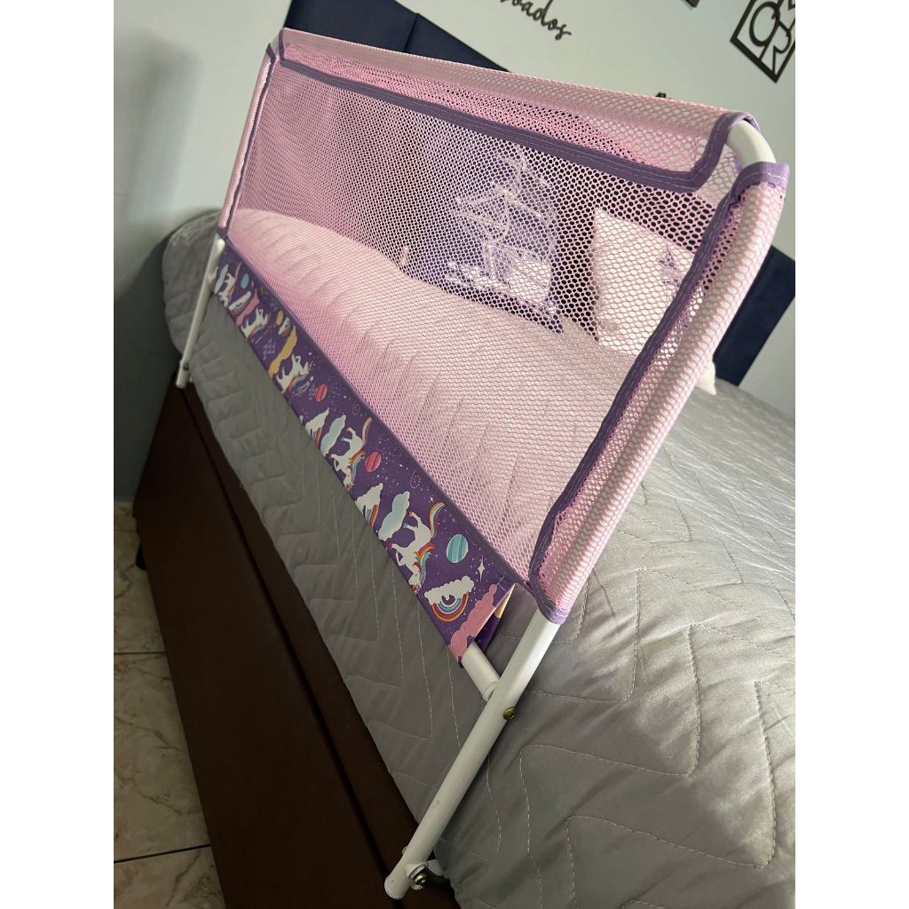 Grade de Cama Rosa UNICÓRNIO para Proteção de Bebê , Crianças e Idosos