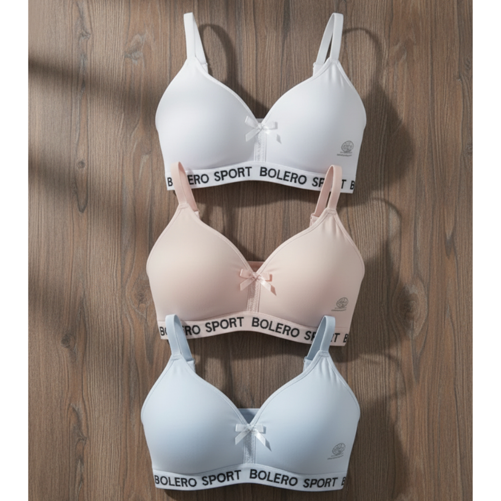 Kit 3 Sutiã Juvenil Confortável Menina Moça – Sem Bojo, Em Tecido Suave e Regulável Soutien Top Sutian Sutiã