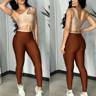 Conjunto Academia Cropped Nula Manga Legging Cos Alto Roupa Academia Zero Transparência em Oferta na Shopee