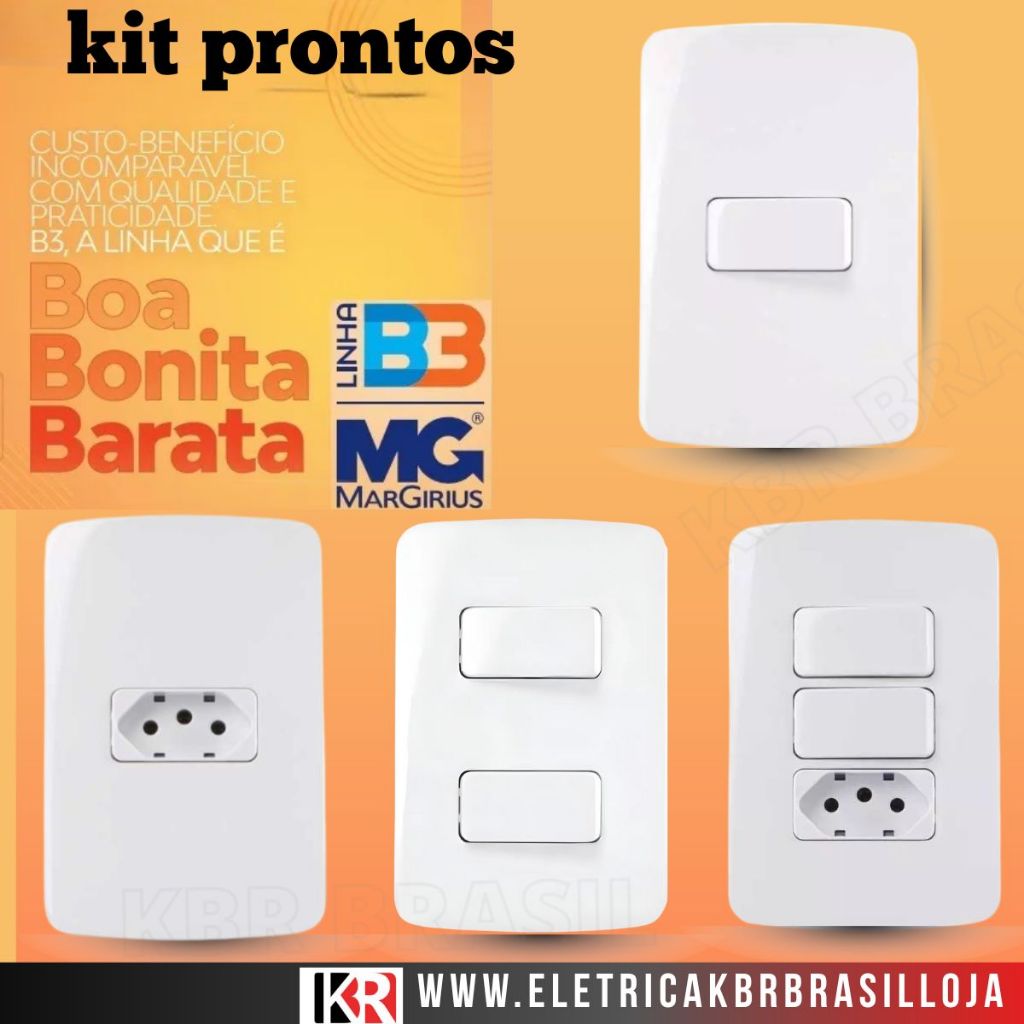 Interruptor Tomada B3 Margirius tomadas 10A e 20A conjuntos completos / desconto orçamento no chat