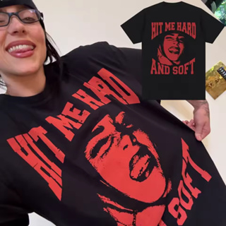 Camiseta Basica e OVERSIZED Billie Eilish Hit Me Hard And Soft Graphic Tee Unissex em Oferta na Shopee