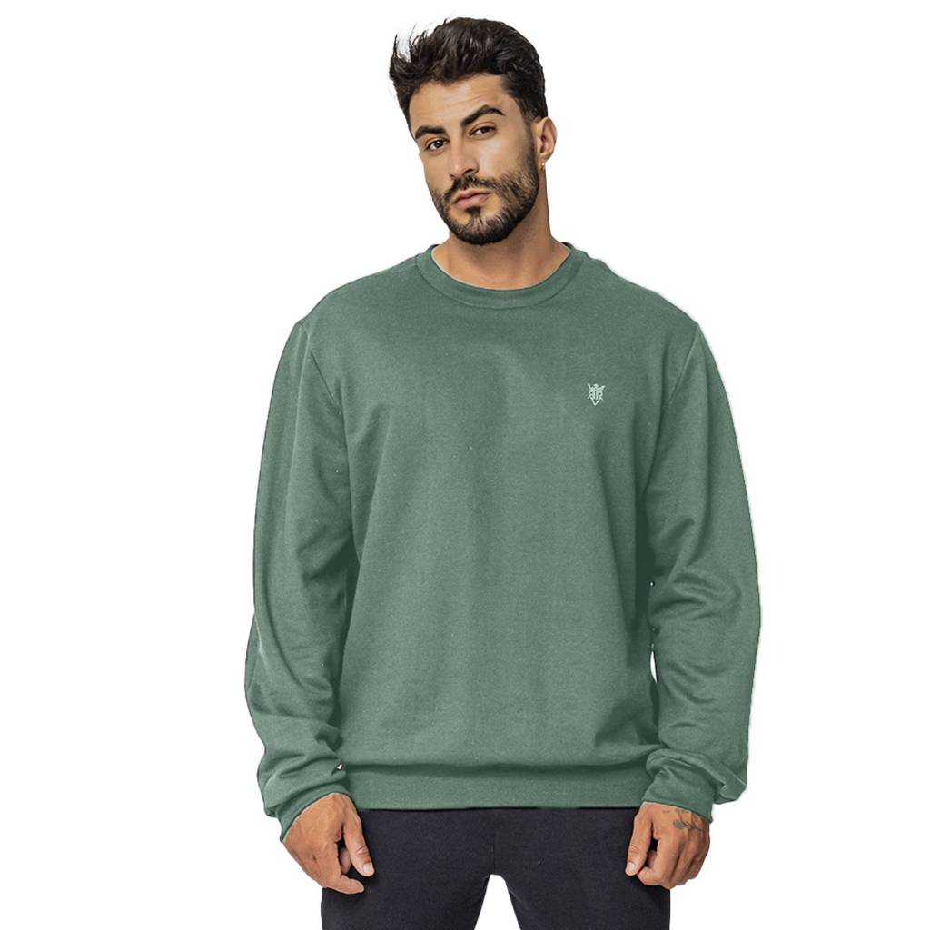 Moletom Gola Careca Unissex Liso Blusa Manga Longa Inverno Frio