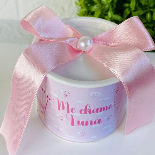 KIT Tubolata Personalizada 5x6 cm Chá Revelação Ursinha Rosa Maternidade Lembrancinha Brinde festa infantil aniversário