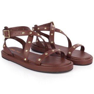 Sandália Feminina Mary Esteves Flatform Papete Rasteira Fivela Spike Confortável