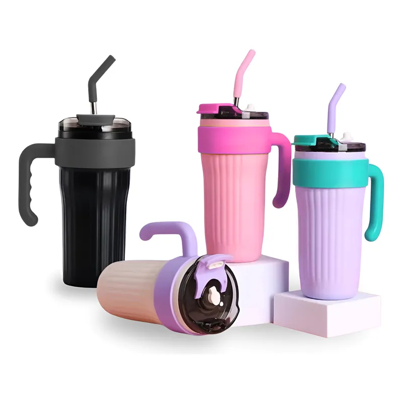 Copo Térmico Inox com Tampa Caneca 860ml Com Alça e Canudo Silicone Portátil Água Café em Oferta na Shopee