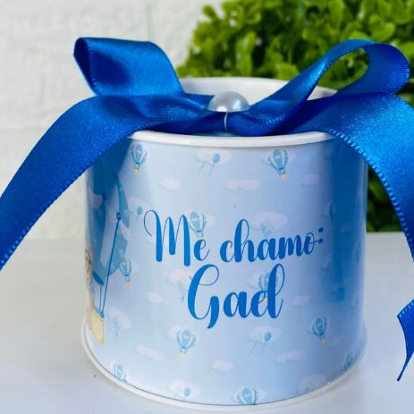KIT Tubolata Personalizada 5x6 cm Chá Revelação Ursinha Azul  Maternidade Lembrancinha Brinde festa infantil aniversário