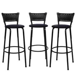 Kit 3 Banquetas Cadeiras Bancos Altos Bancada Cozinha Americana Estrutura Preta Itagold