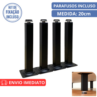 Kit Pés Para Móveis Regulável Quadrado Preto 20CM em Oferta na Shopee