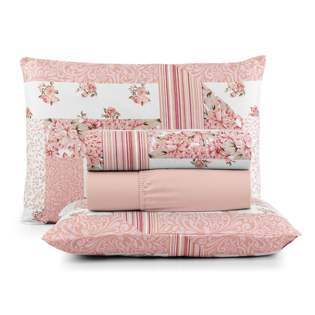 Jogo De Cama Lençol Casal Padrão Box 04 Peças Micropercal 200 Fios