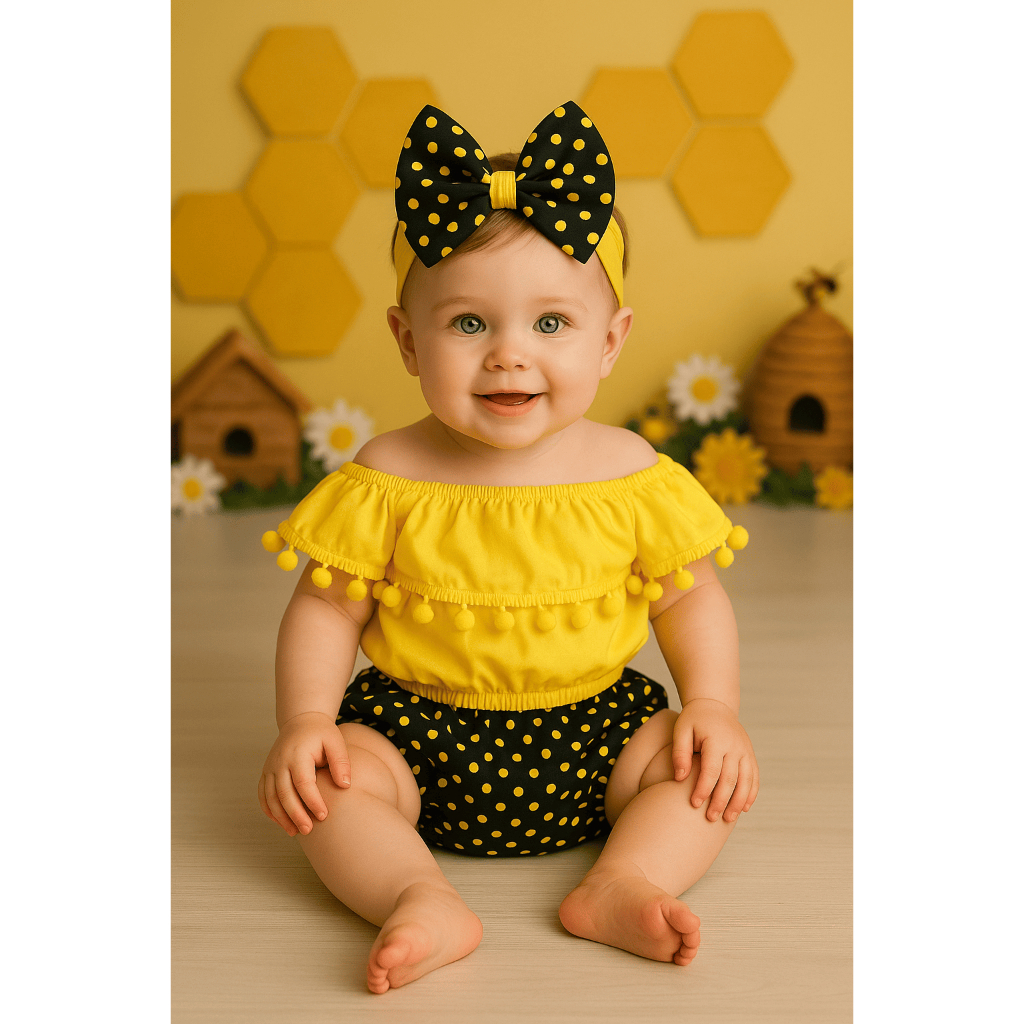 Conjunto Ciganinha Croped Top Tiara  Tematico Bebe Menina Macacão Calcinha Bunda Rica Baby Infantil