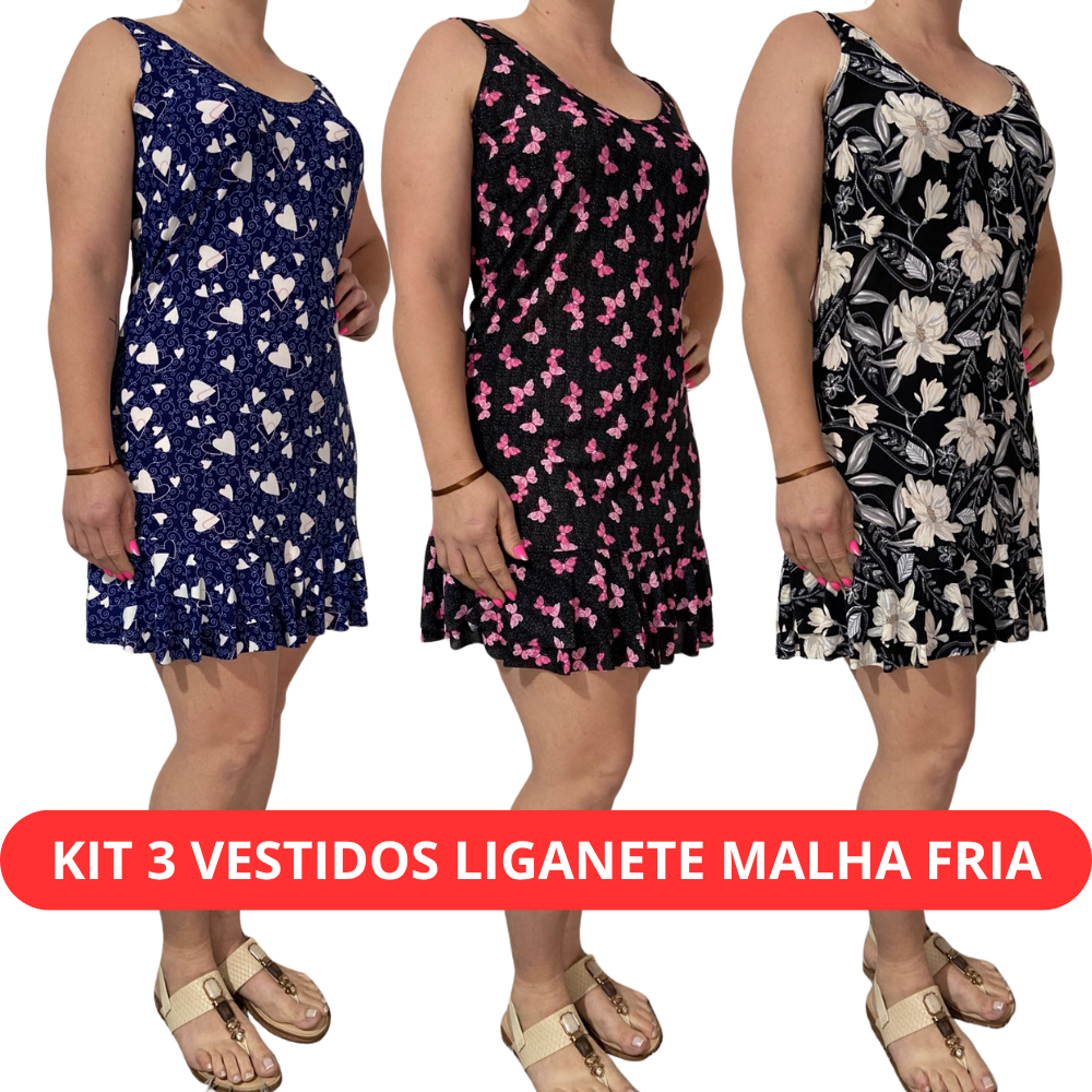 Vestido Liganete Estampado Malha fria Geladinha Para Senhoras P ao GG Várias estampas em Oferta na Shopee